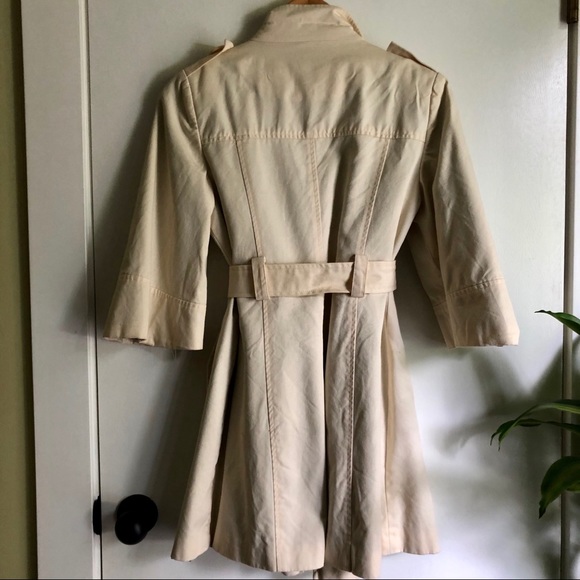 Cream button belted coat floral lined - Picture 6 of 6